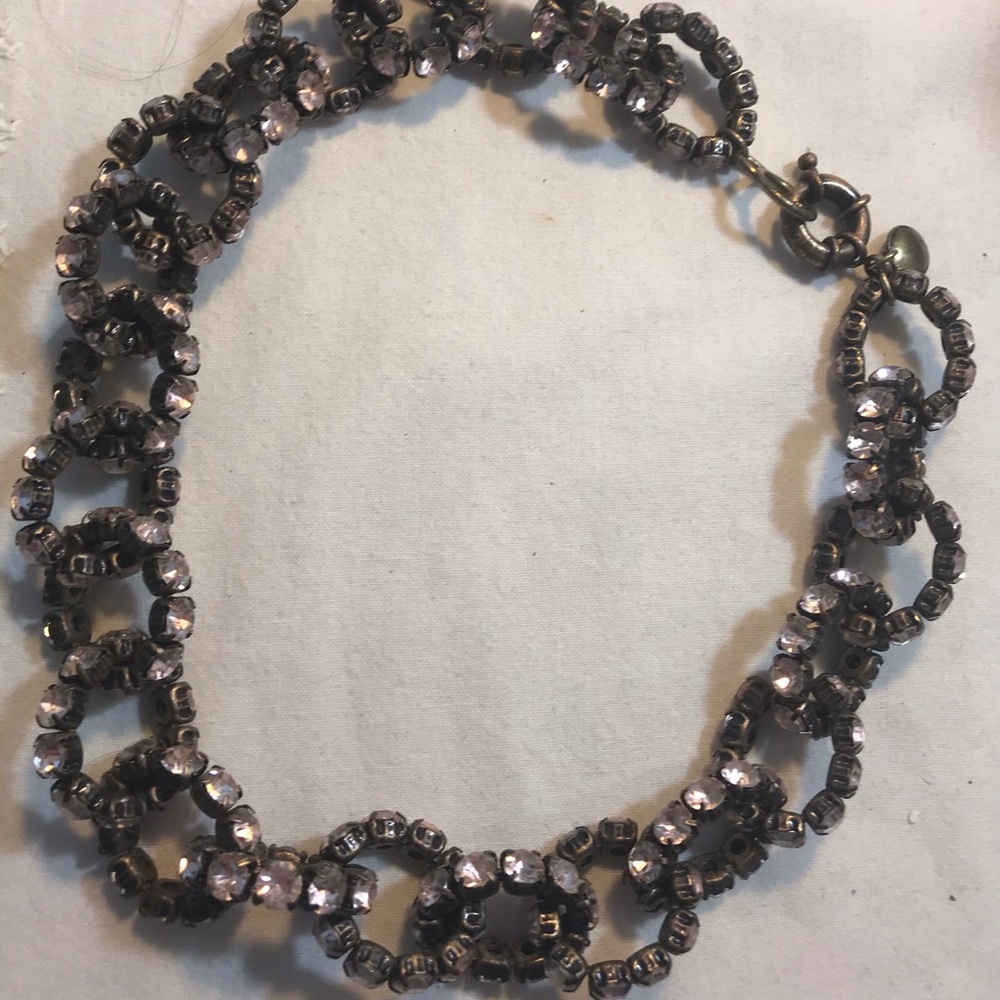 JCrew stretchy pink crystal necklace